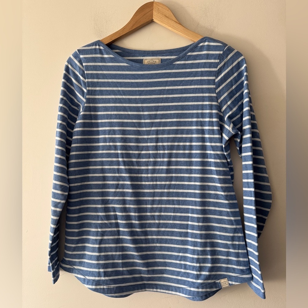 FatFace Breton Blue and White Stripe Long Sleeve Top Organic Cotton